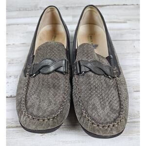 Waldlaufer Women's Shoes Slip On Suede Leather Wedge Loafers Gray Size US 6